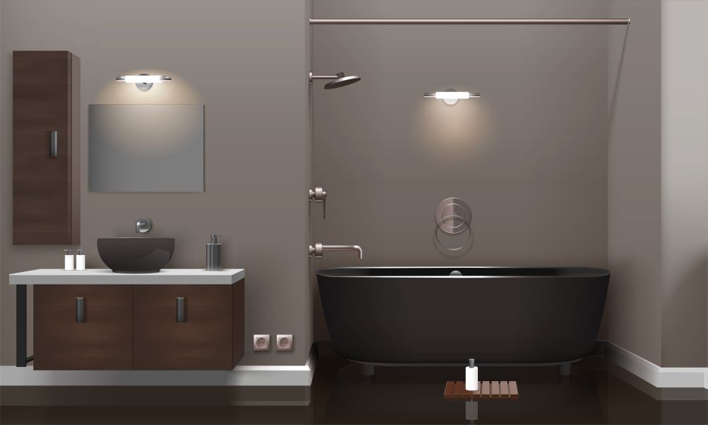 Realistic Bathroom Interior Design to illustrate hot to fix a single handle bathtub faucet